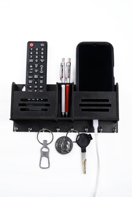 Tanunni 4 Compartments Wooden Multi Purpose Holder(Black)