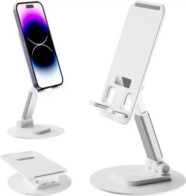 TECHGEAR 360 Rotating Phone Holder for Desk, Adjustable Height & Angle Universal Folding Mobile Holder