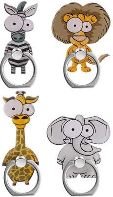 befunky 4 Pcs Cell Phone Ring Holder Cute Animal Finger Ring Grip 360 Swivel for Smartphones, Tablet (Zebra, Giraffe, Elephant, Lion) Mobile Holder