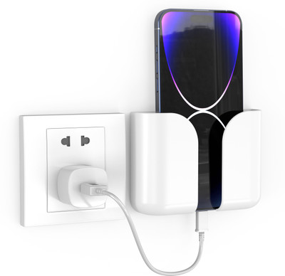 ELV DIRECT Wall Mount Mobile Stand/Multi-Purpose Stand for Phone Charging (White) Mobile Holder
