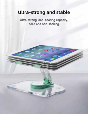 TECHGEAR Acrylic Material 360Degree Rotating Foldable Adjustable Transparent Tablet Stand Mobile Holder
