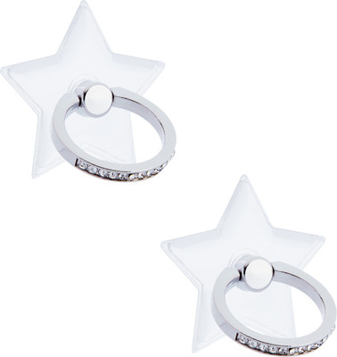 Swap-n-Snap 2 Pcs Bling Silver Phone Grip With Star Shape Transparent Mobile Holder