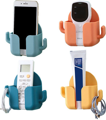 FreshDcart Pack of 4 Phone Charging Stand | Wall Mount Mobile Holder with 2 Hook Mobile Holder
