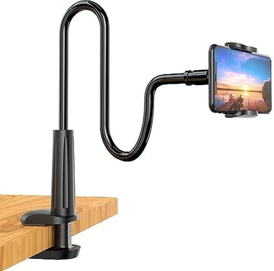 JAZLOG Universal Phone Holder Clip Lazy Flexible Gooseneck Clamp Long Mount Bed Desk Mobile Holder