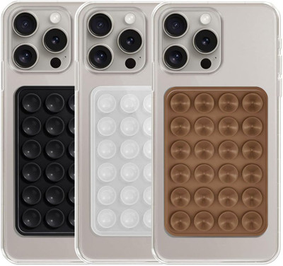 Khitoliyas Premium Single Sided Mobile Grip For All Mobiles Pack of 3 Black, White & Brown Mobile Holder