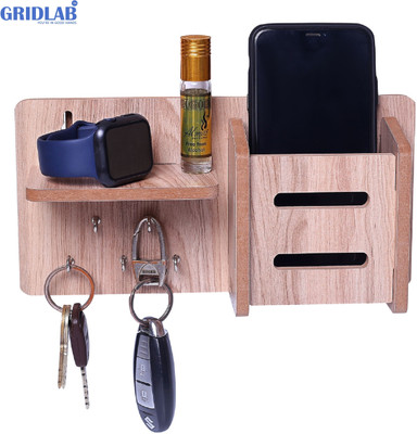 Gridlab 5 Hooks & 1 Mobile Wooden Keys & Mobile Stand for Home,Kitchen,Office,Wall Mount Mobile Holder