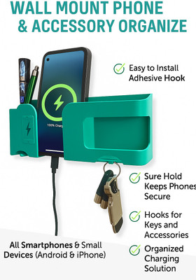 Smartgrip Holdify Wall Mount Mobile Holder & Accessory Organizer for Charging (Green) Mobile Holder