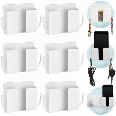 OIVO INDIA Wall Charger Hook Universal Cellphone Hanging Stand Bracket (White, Pack of 6) Mobile Holder