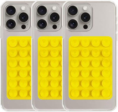 Khitoliyas Premium Single Sided Mobile Grip Silicon For All Mobiles (Pack of 3 Yellow) Mobile Holder