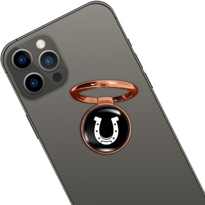 Swap-n-Snap ROSE GOLD HOLO-RING PHONE GRIP & STAND HORSESHOE DESIGN & SWAP MAGNET LOGO Mobile Holder