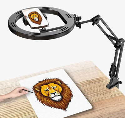 BROLAVIYA Overhead Video Ring Light Stand with Phone and Mobile Holder