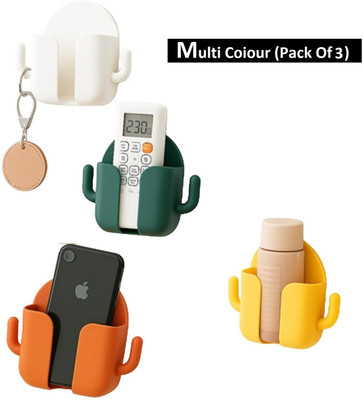 FwellT Pack of 3 Phone Charging Stand AC TV Remote Wall Mount Mobile Holder with 2 Hook Mobile Holder