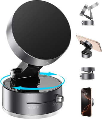 MBVTREADS Vacuum Suction Magnetic Phone Holder for Car, Foldable Mobile Holder Mobile Holder