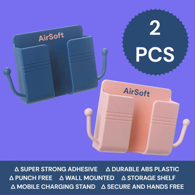AirSoft Wall Mounted Multi Hook Mobile Stand for Charging Cable and Utility Storage Mobile Holder