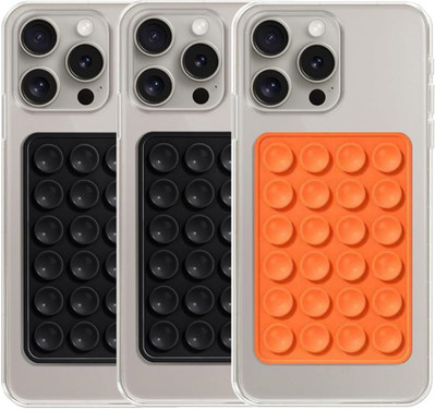 Khitoliyas Premium Single Sided Mobile Grip For All Mobiles (Pack of 3) (2 Black 1 Orange) Mobile Holder