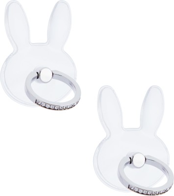 Swap-n-Snap 2 Pcs Bling Silver Phone Grip With Bunny Shape Transparent Mobile Holder