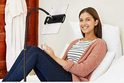 TECHGEAR Sturdy Base Lazy Mobile/Tablet Holder Height-Adjustable Stand 360° Rotatable Mobile Holder