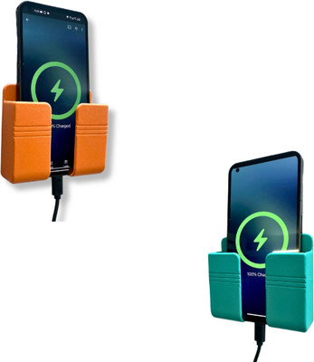 thekiteco. Pack of 2 - Green & Orange Wall Mounted Mobile Holder Storage Case for Remote Mobile Holder