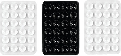 Hoccroxx Back Cover for Phone Holder Suction Phone Case, Anti-Slip Silicone, Multipurpose Hands-Free Sticky Pads(White, Black, Grip Case, Silicon, Pack of: 3)