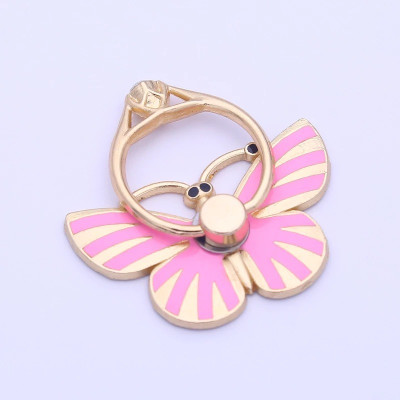 PRH Mobile Ring Holder Pink and Gold Butterfly Pattern 360° Rotation and 180° swivel Mobile Holder