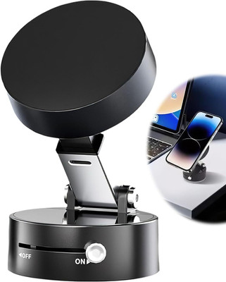 RHONNIUM Foldable Vacuum Magnetic Cell Phone Holder Stand-Black Mobile Holder