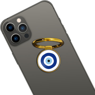 Swap-n-Snap GOLD HOLO-RING PHONE GRIP & STAND WITH EVIL EYE DESIGN & SWAP MAGNET LOGO Mobile Holder