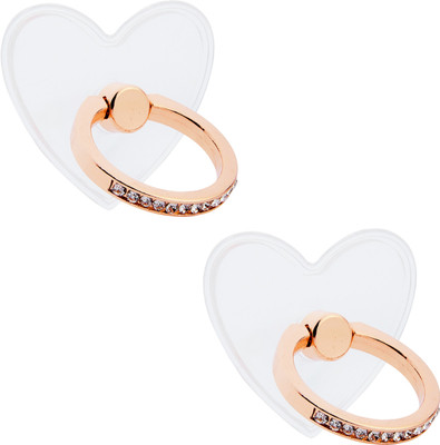 Swap-n-Snap 2 Pcs Bling Rose Gold Phone Grip With Heart Shape Transparent Mobile Holder