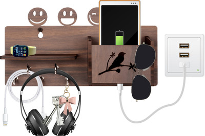 Flipkart SmartBuy Wooden With 5 Hooks for Keys & Accessories, Phone Charging S-01 Mobile Holder
