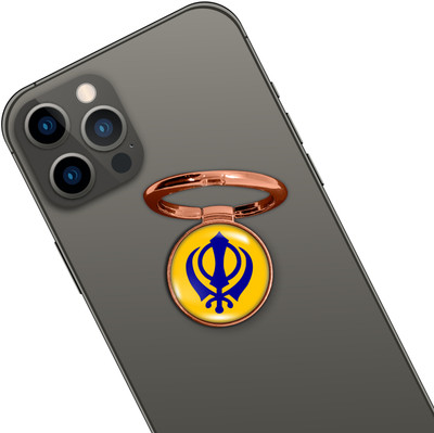 Swap-n-Snap ROSE GOLD HOLO-RING PHONE GRIP & STAND KHANDA DESIGN & SWAP MAGNET LOGO Mobile Holder