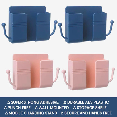 AirSoft Space Saving Wall Mount Phone Holder with Dual Side Hooks for Daily Use Mobile Holder