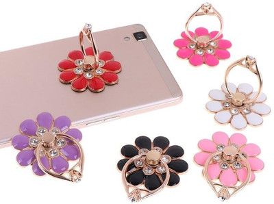 befunky Glitter Bling Rhinestone Mobile Phone Ring Stand All Smartphone (Nine Leaf Pink) Mobile Holder