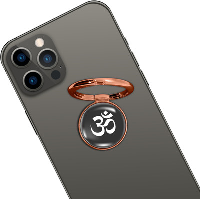 Swap-n-Snap ROSE GOLD HOLO-RING PHONE GRIP & STAND OM SYMBOL DESIGN & SWAP MAGNET LOGO Mobile Holder