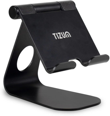 Tizum Tablet & Mobile Stand, Premium Rust-Free Body, Foldable, Anti-Skid Design Black Mobile Holder