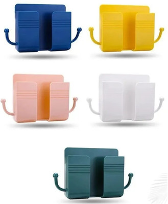 WISHLIST Wall Mounted Mobile Holder | Phone & Remote Stand with Charging Hole, Pack of 4 Mobile Holder