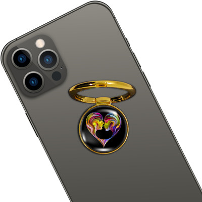 Swap-n-Snap GOLD HOLO-RING PHONE GRIP & STAND HIM HER DESIGN & SWAP MAGNET LOGO Mobile Holder