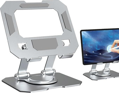 GLORSIO Desktop Stand 360 Rotating Base and Foldable for 4-13 Inch Devices, Metal Mobile Holder