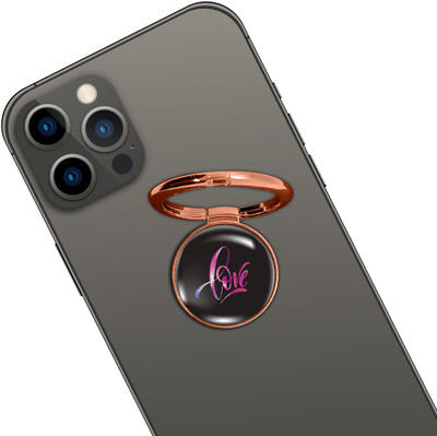 Swap-n-Snap ROSE GOLD HOLO-RING PHONE GRIP & STAND WITH LOVE DESIGN & SWAP MAGNET LOGO Mobile Holder