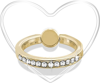 befunky Ring Holder Finger Grip 360 Degree Rotation (Bling Gold Transparent Heart) Mobile Holder