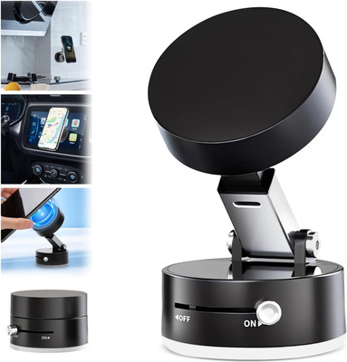 GLARIXA Vacuum Suction Magnetic Phone Holder for Car, Foldable with Secure Grip Mobile Holder