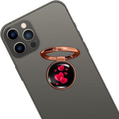 Swap-n-Snap ROSE GOLD HOLO-RING PHONE GRIP & STAND WITH MULTIHRT DESIGN & SWAP MAGNET LOGO Mobile Holder