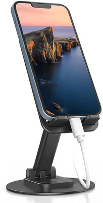Zohlo Adjustable Cell Phone Stand, Height Adjustable Fully Foldable Portable Dock Tripod, Tripod Kit, Tripod Bracket(Black, Supports Up to 1000 g)