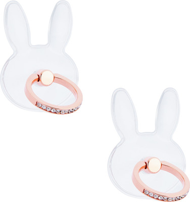 Swap-n-Snap 2 Pcs Bling Rose Gold Phone Grip With Bunny Shape Transparent Mobile Holder