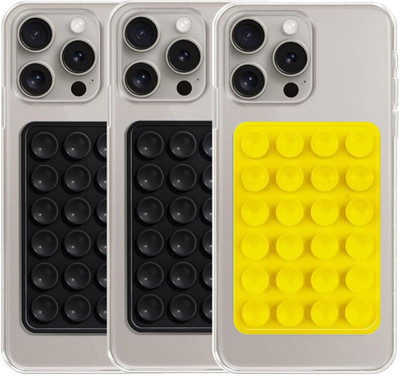 Khitoliyas Premium Single Sided Mobile Grip For All Mobiles (Pack of 3) (2 Black 1 Yellow) Mobile Holder