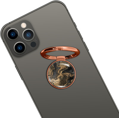 Swap-n-Snap ROSE GOLD HOLO-RING PHONE GRIP & STAND GOLD MARBLE DESIGN & SWAP MAGNET LOGO Mobile Holder