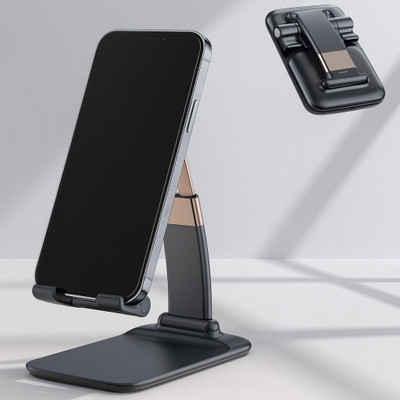 HomeHunt Universal Mobile Stand | Foldable Phone Holder | Multi-Angle, Adjustable-(Black) Mobile Holder