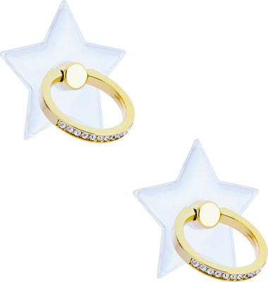 Swap-n-Snap 2 Pcs Bling Gold Phone Grip With Star Shape Transparent Mobile Holder