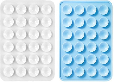 Hoccroxx 2 Pcs Suction Stickers With 24 Cups, Double Sided Silicone Case for Strong Grip Mobile Holder