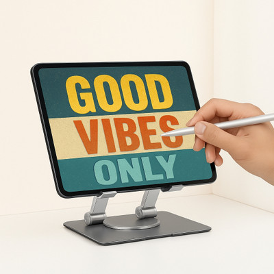 GLORSIO Compact Aluminum Tablet Dock – 360° Rotation, Foldable for All Sizes Mobile Holder