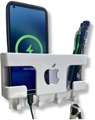 M/S DSNS Multi purpose Wall Stand with Key chain & Remote Holder | White 1 Pies Mobile Holder
