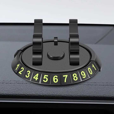 TECHGEAR Rotatable Round Base Car Phone Holder With Car Number Plate Display Mobile Holder
